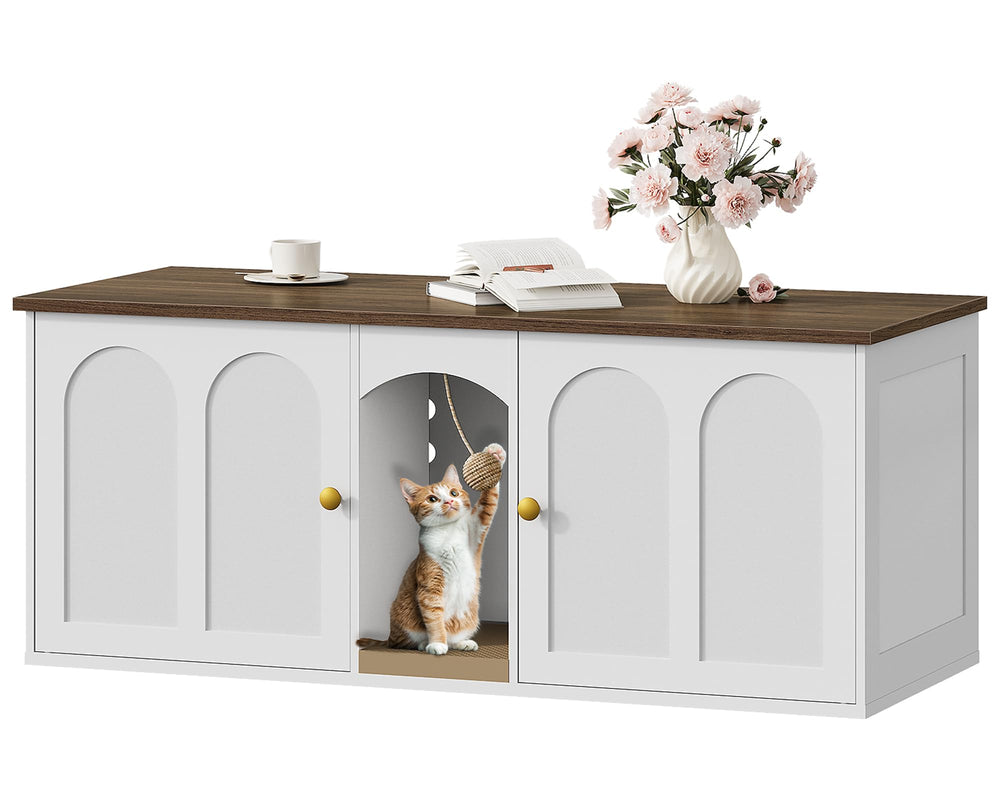 CHOEZON double cat litter box enclosure with concealed area for tidier rooms