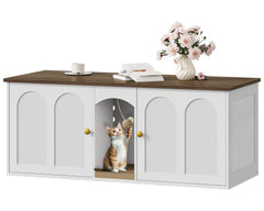 CHOEZON double cat litter box enclosure with concealed area for tidier rooms