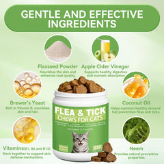 ChoHeel cat enjoying flea and tick chews with natural flavors