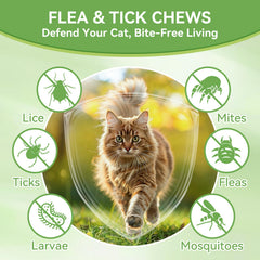 ChoHeel cat flea and tick chews serving shown as a tasty treat