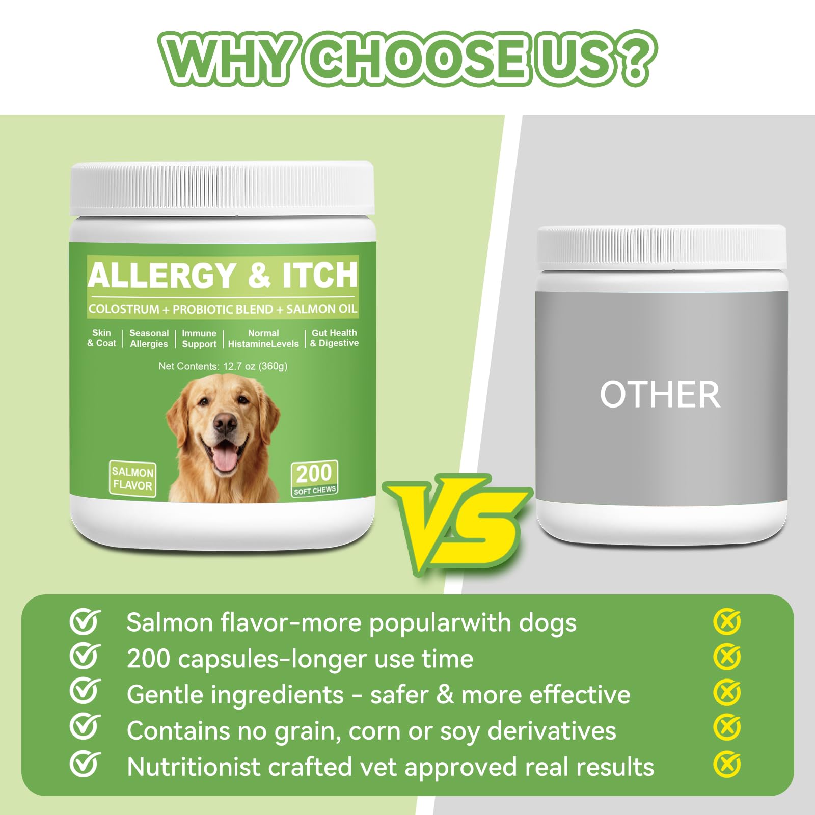 ChoHeel chews close-up, grain-free formula and ingredients visible.