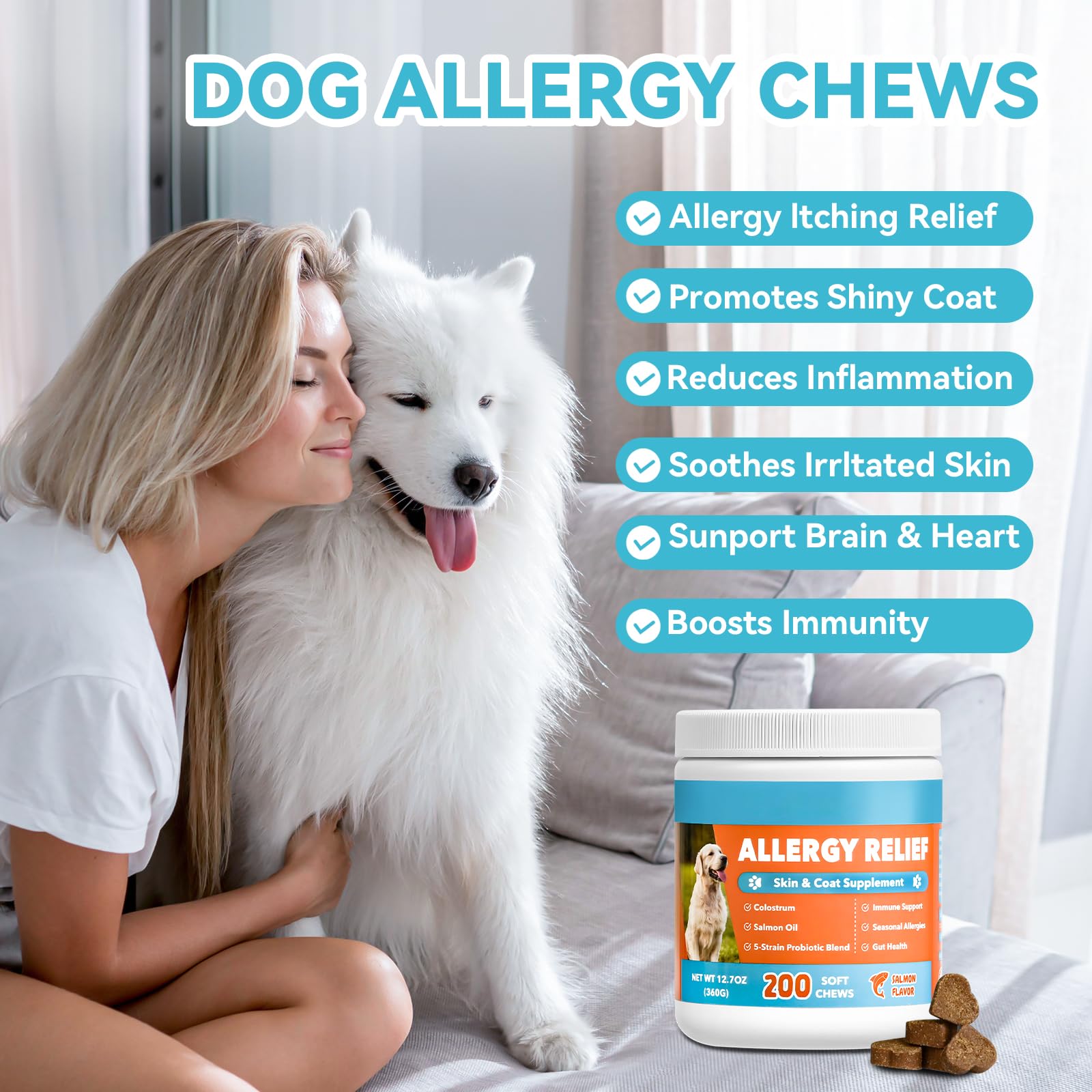 Closeup of ChoHeel dog allergy chews showing chewy texture and ease of serving