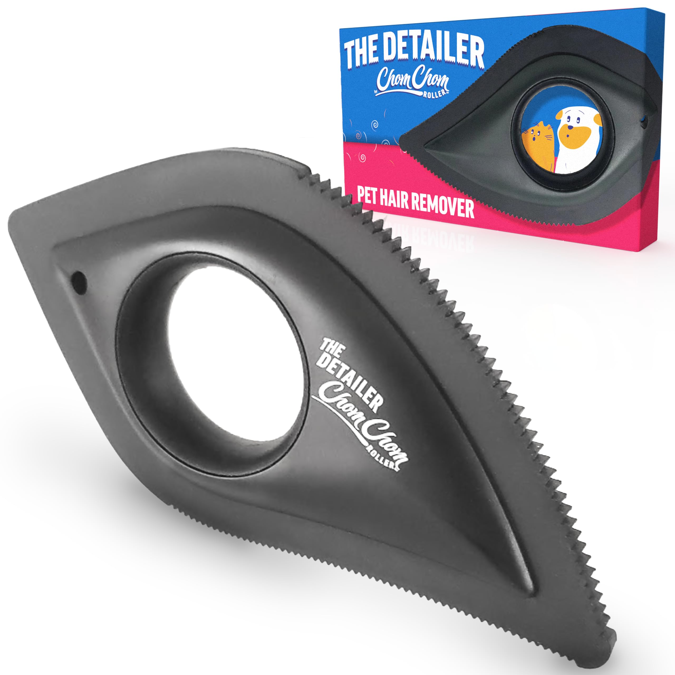 ChomChom Detailer reaches car crevice to lift stubborn pet hair from upholstery