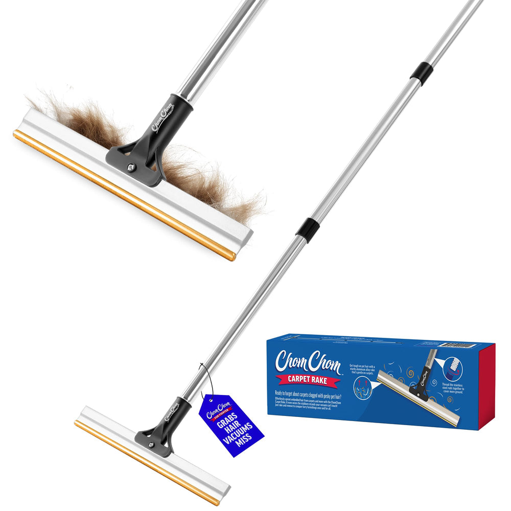 ChomChom Roller carpet rake extended-handle for high-reach cleaning.