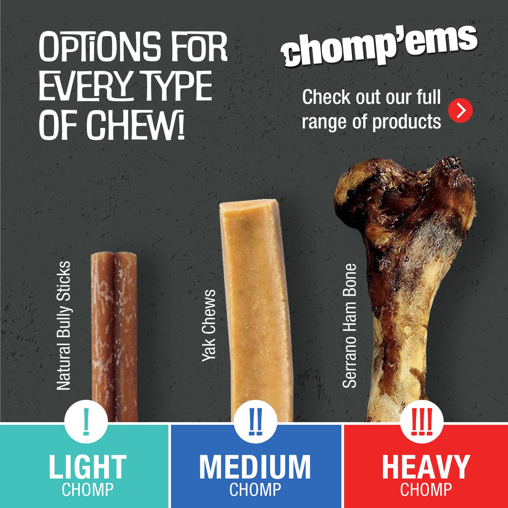 12oz-pack label on CHOMP EMS Purehide sticks.