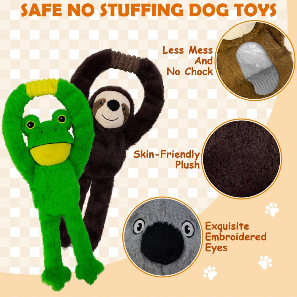 Chongqile no-stuffing sloth dog toy for safe, mess-free tug and fetch