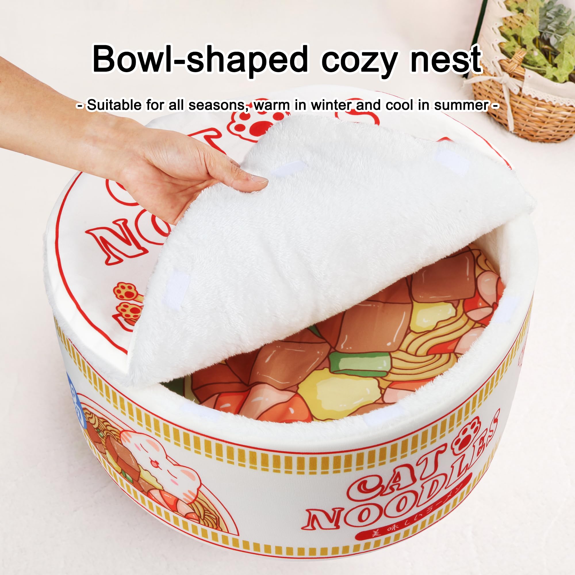 Chongxing Ramen bed fits pets up to 10 lbs for curling comfort