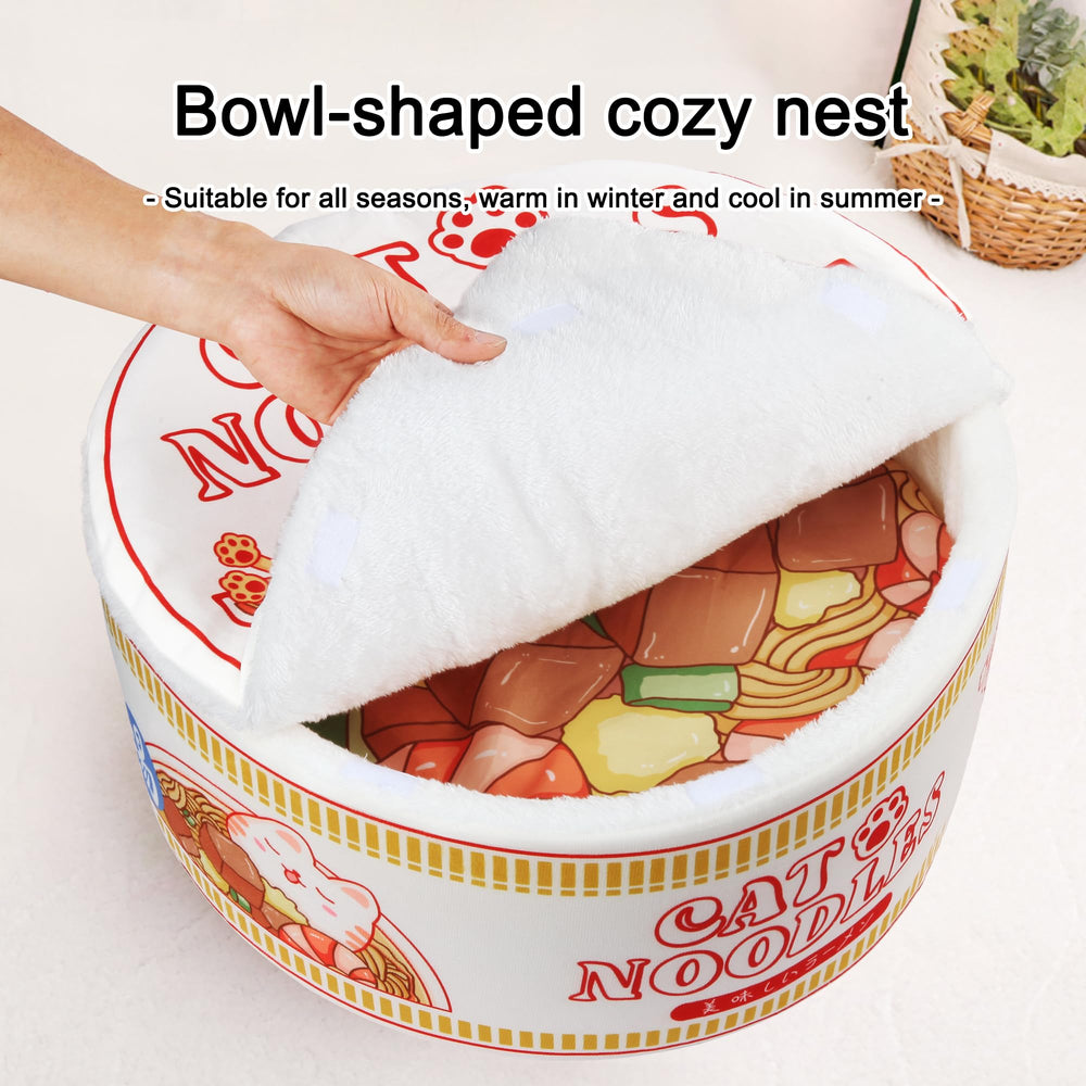 Chongxing Ramen bed fits pets up to 10 lbs for curling comfort