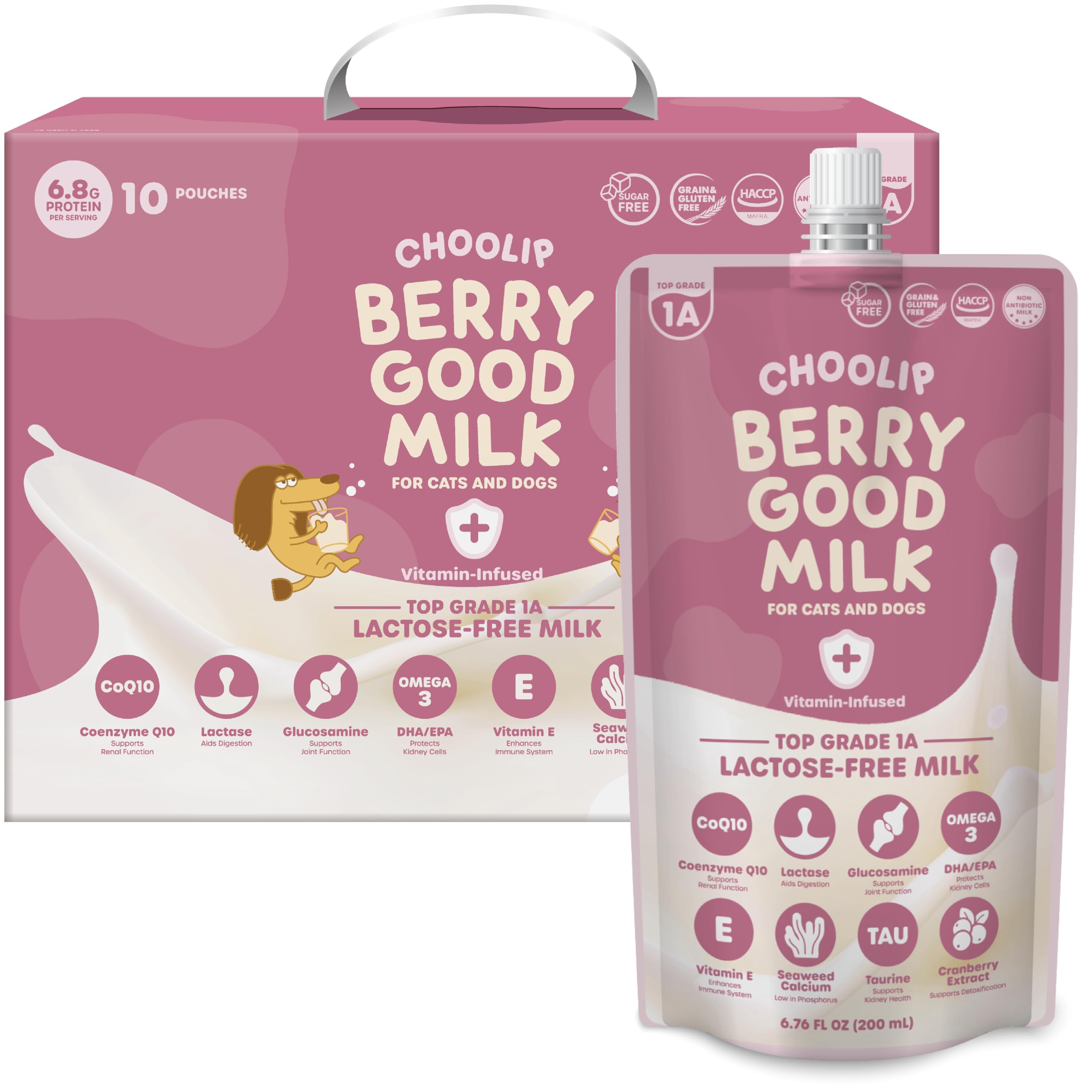 Choolip Berry Good Milk pouch front view for lactose-free hydration.