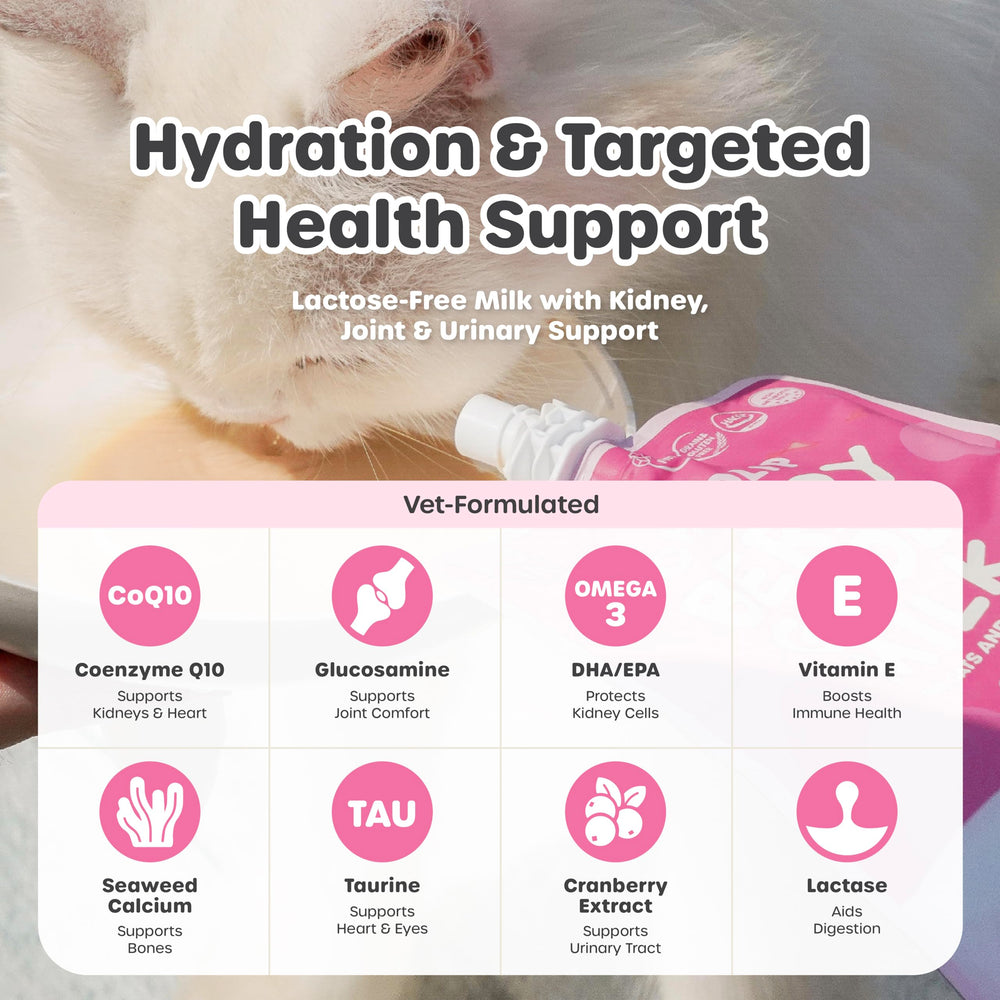 Pour into bowl to hydrate pets with Choolip Berry Good Milk.