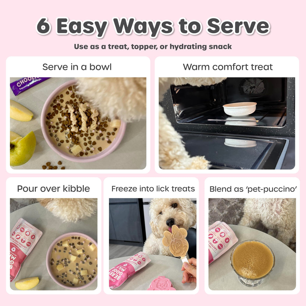 Travel-ready pouches shown for on-the-go pet care.