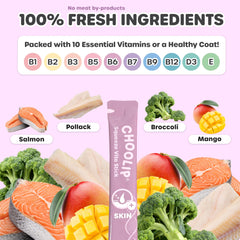 Choolip Squeeze Vita Stick biotin and vitamins boost coat vitality.