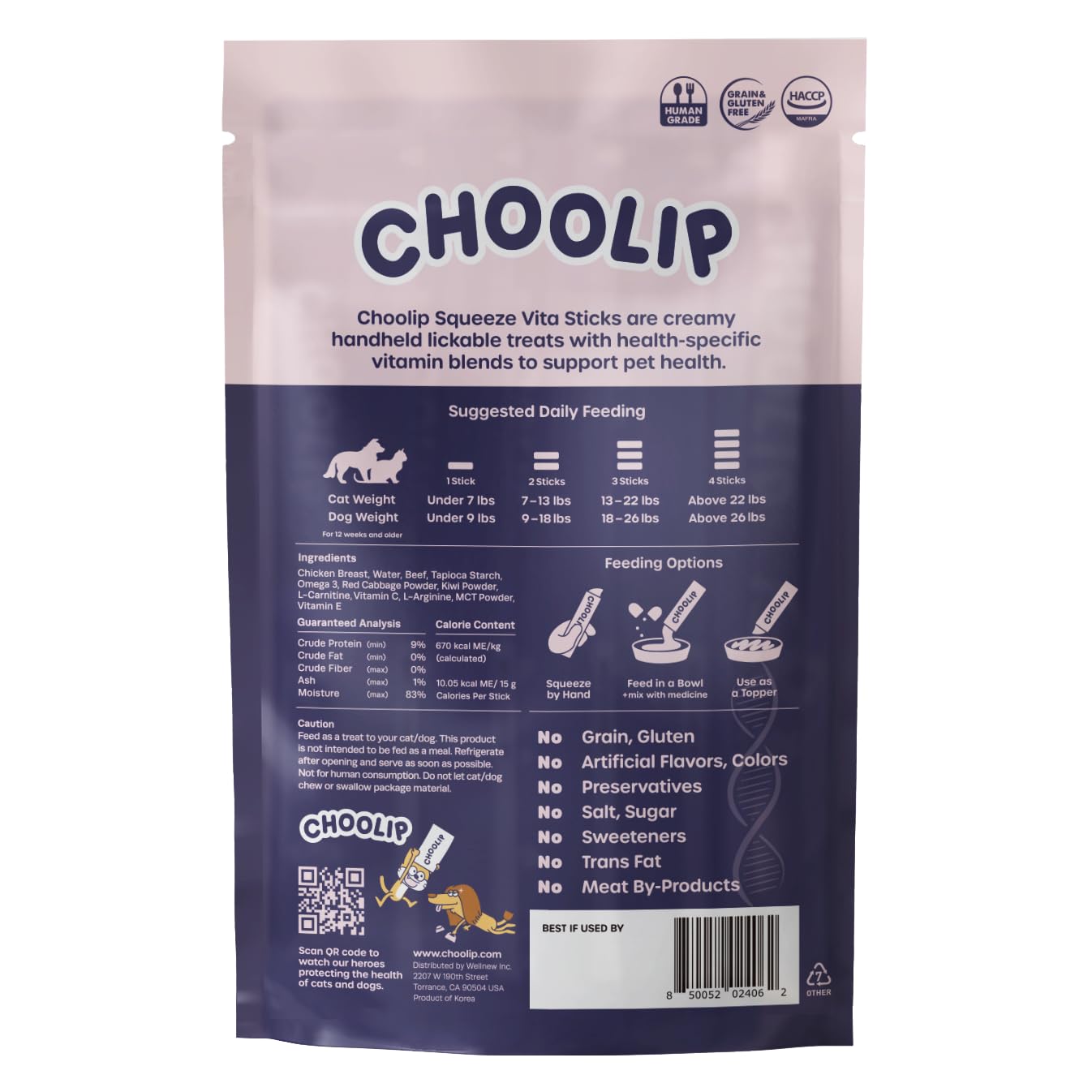 Choolip Squeeze Vita Stick ready-to-eat format for cats and dogs.