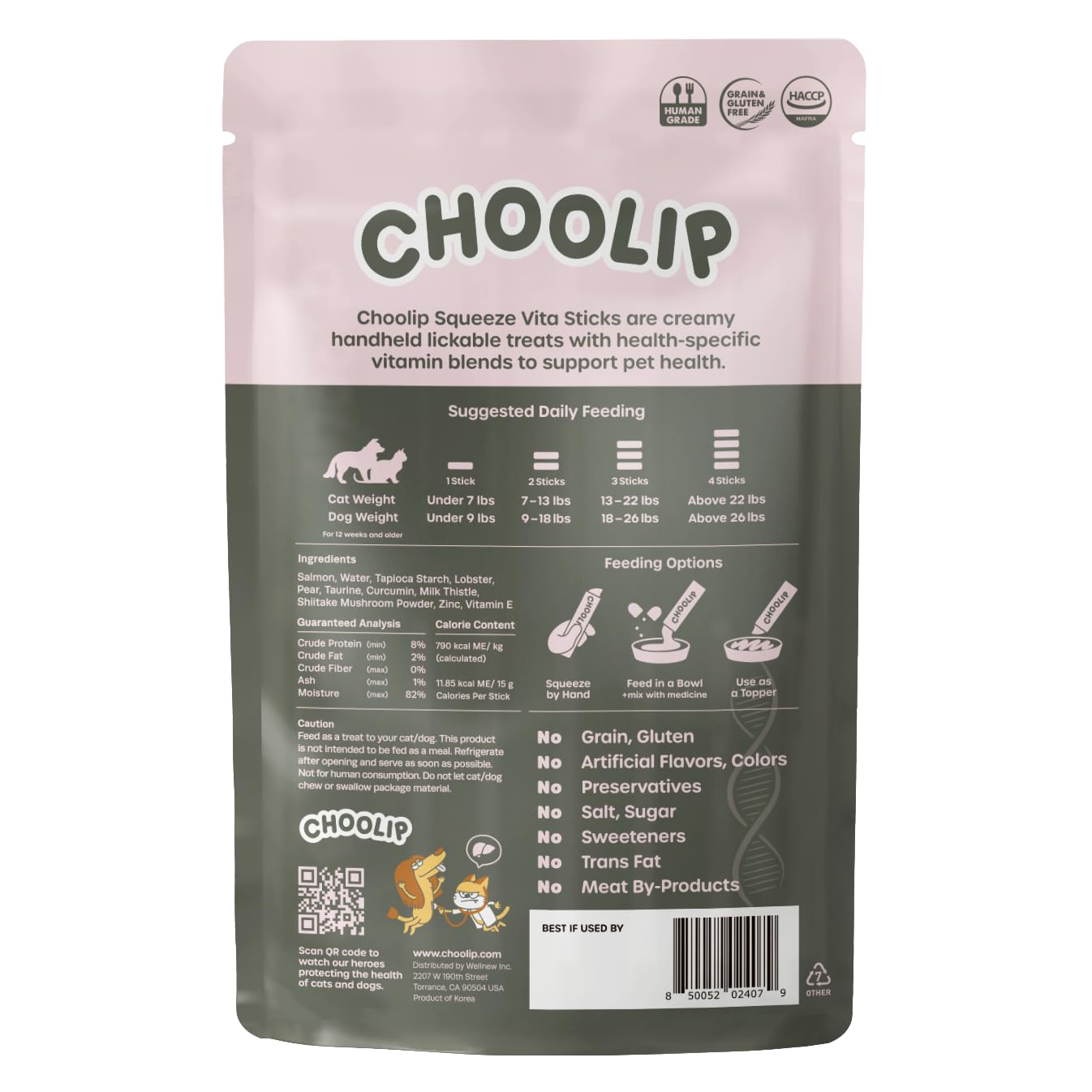 Choolip Squeeze Vita Stick grain-free and gluten-free formula.
