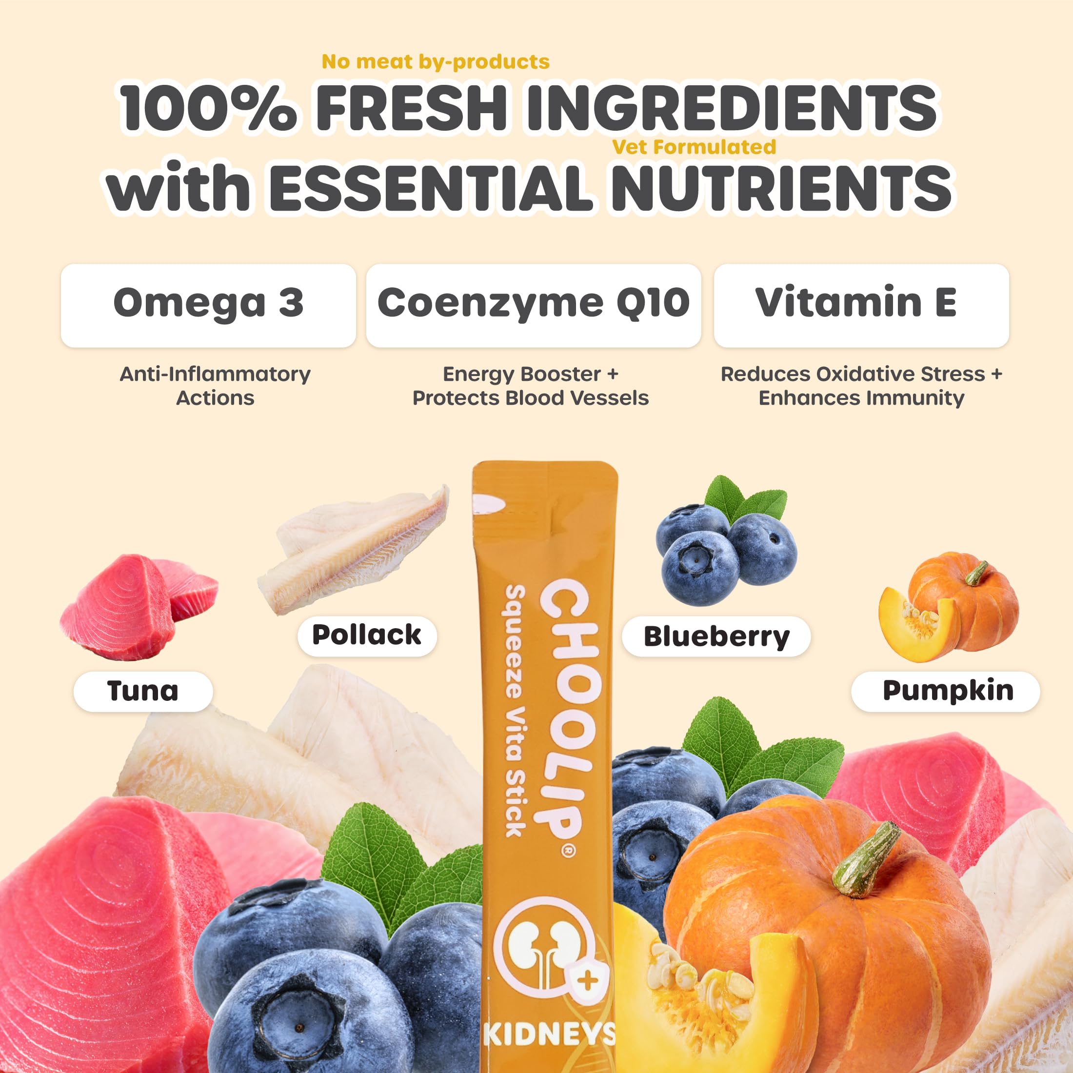 Choolip Squeeze Vita Stick pumpkin-blueberry blend with CoQ10 for daily wellness.