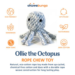 Ollie’s hand-tied knots on Chowabunga octopus toy for durable dog play