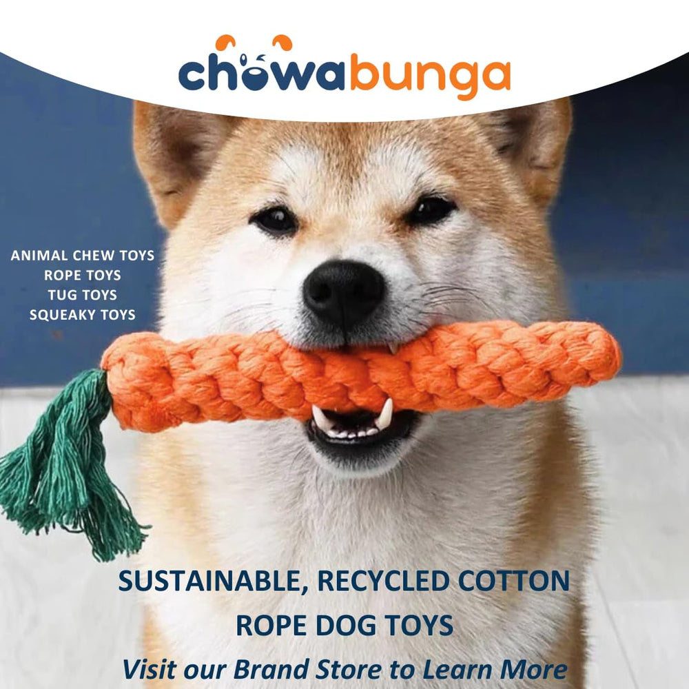 Chowabunga sustainable cotton tug toy, eco-friendly design for dogs.