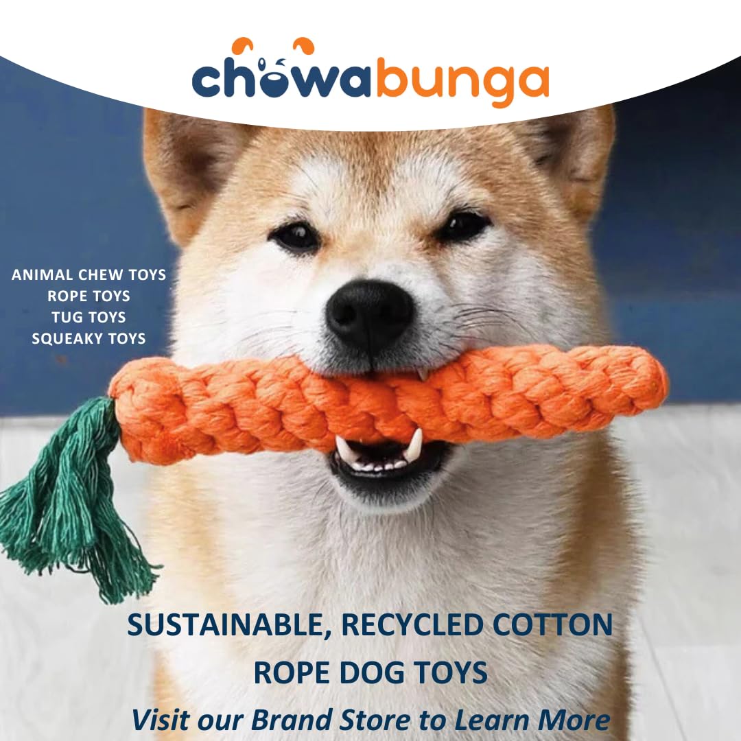 Chowabunga sustainable recycled cotton design for eco-friendly dog toys.