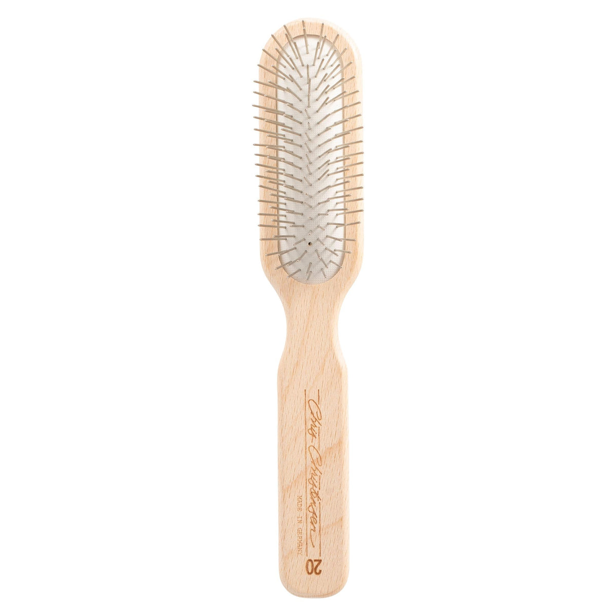 Chris Christensen 20mm oblong pin brush front view for gentle grooming.