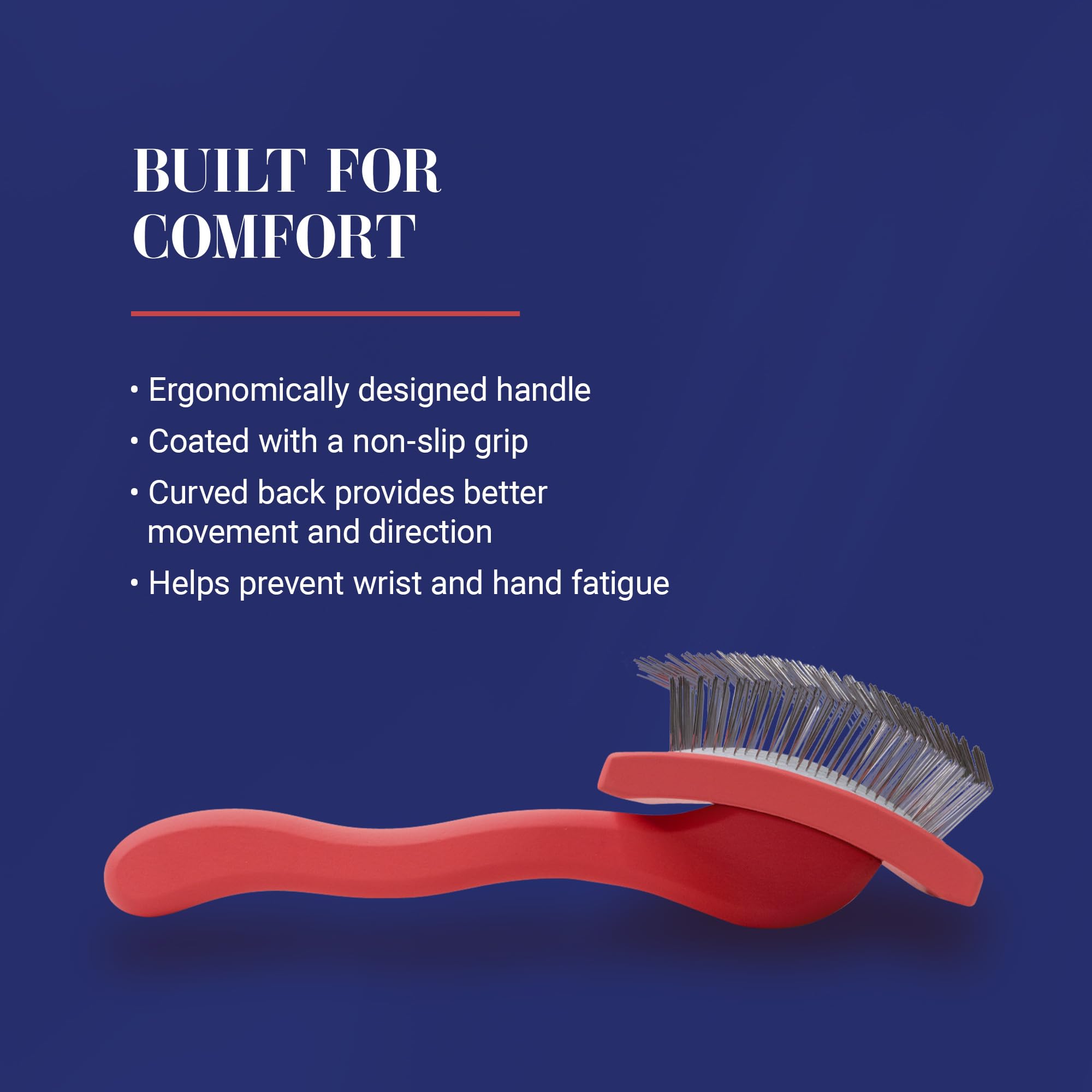 Chris Christensen Baby G Slicker Brush long pins aid detangling of knots and mats.
