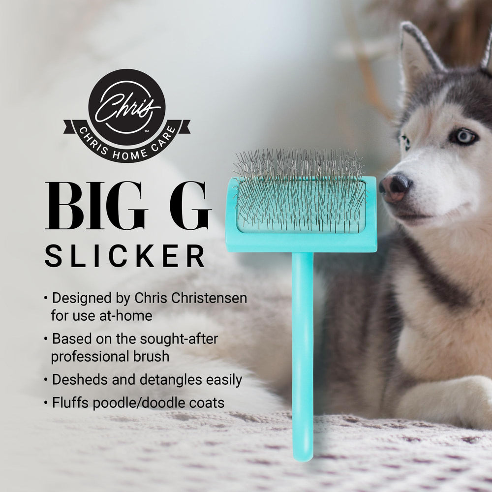 Close-up of Big G Slicker pins for deep deshedding.