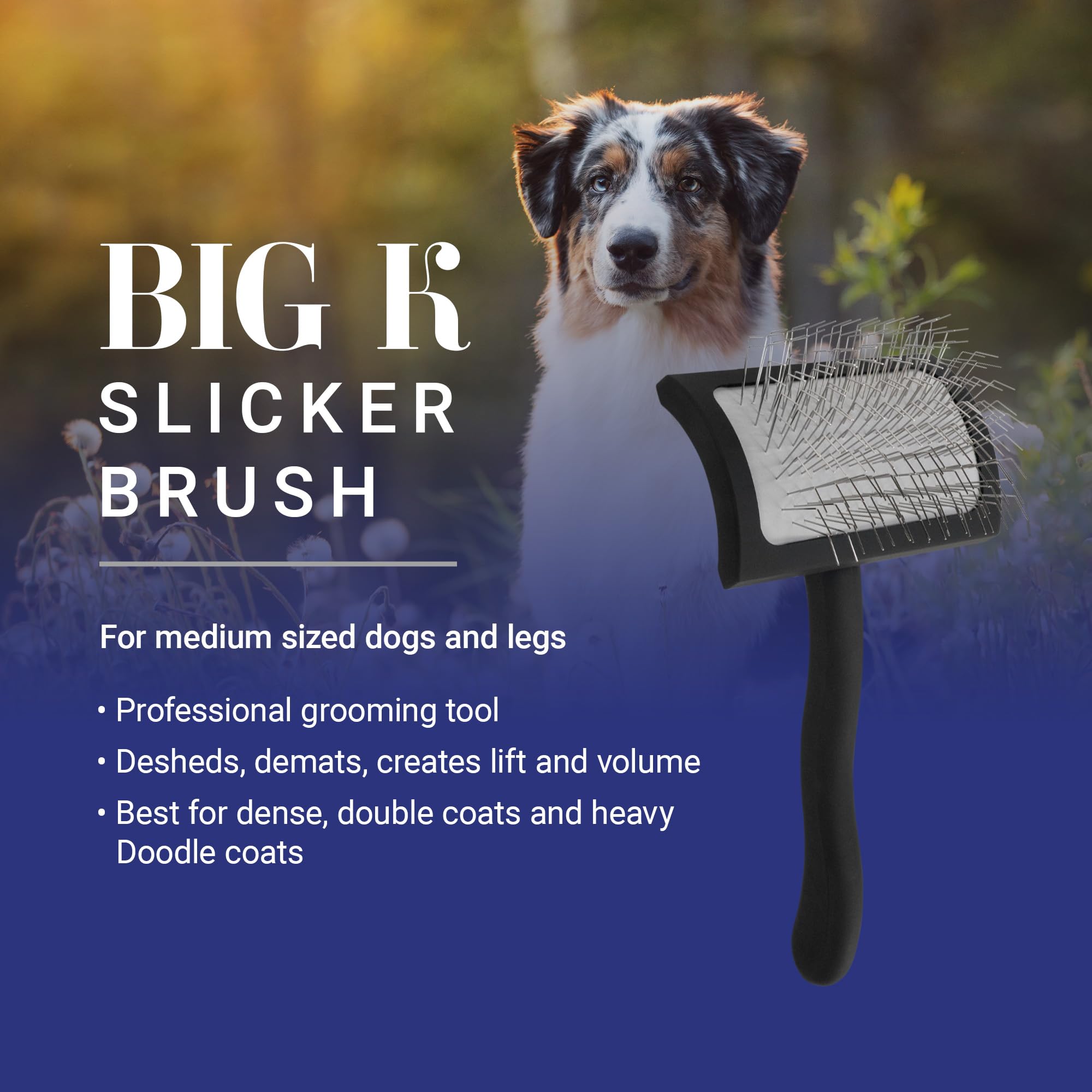 Big K Slicker Brush in action on a doodle coat to remove loose fur