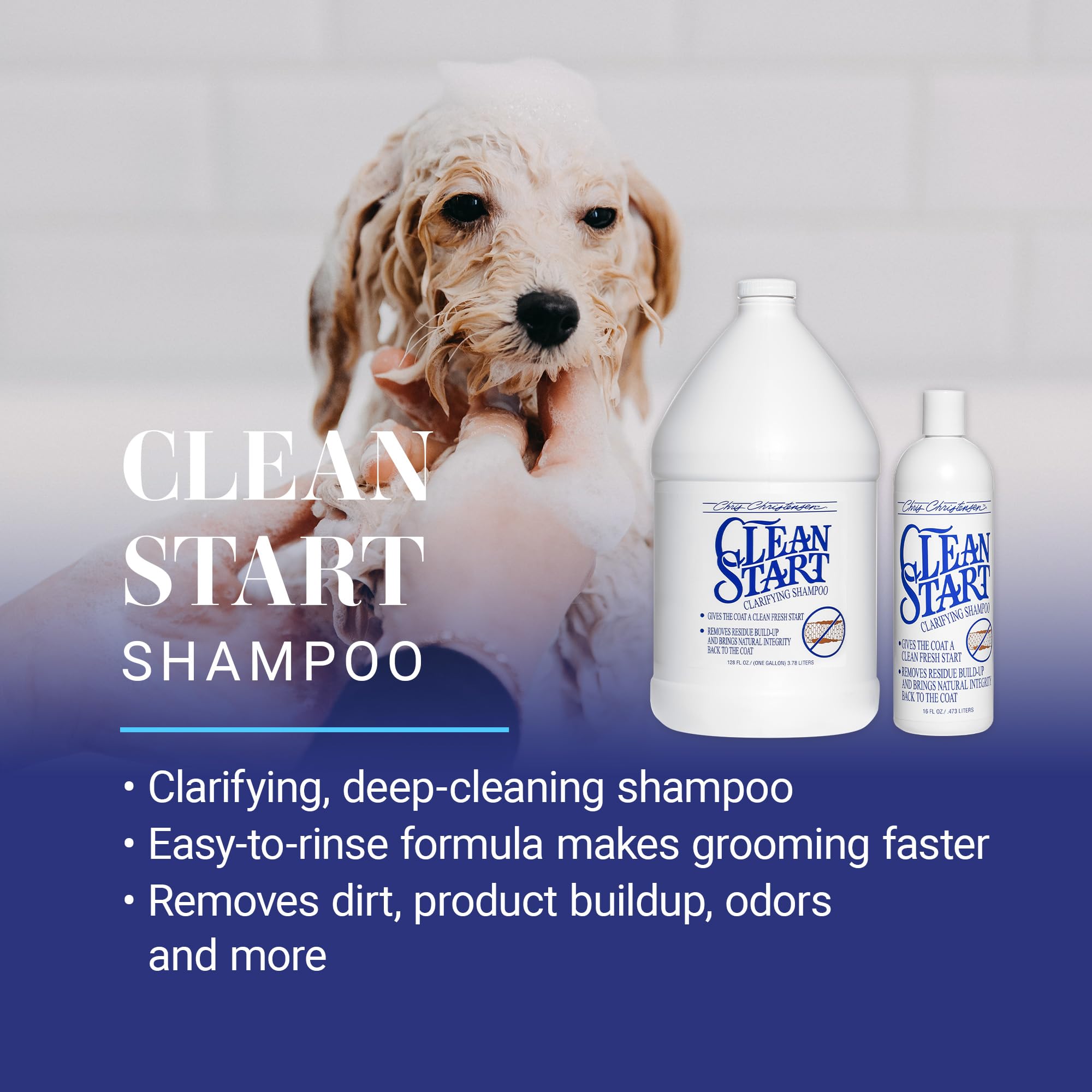 Lathering action with Clean Start to remove debris from fur