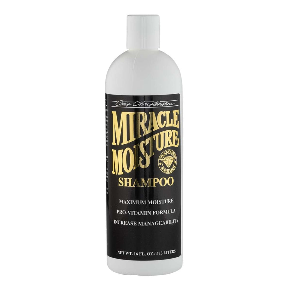 Chris Christensen Diamond Series Miracle Moisture Shampoo bottle demonstrates professional-grade pet care