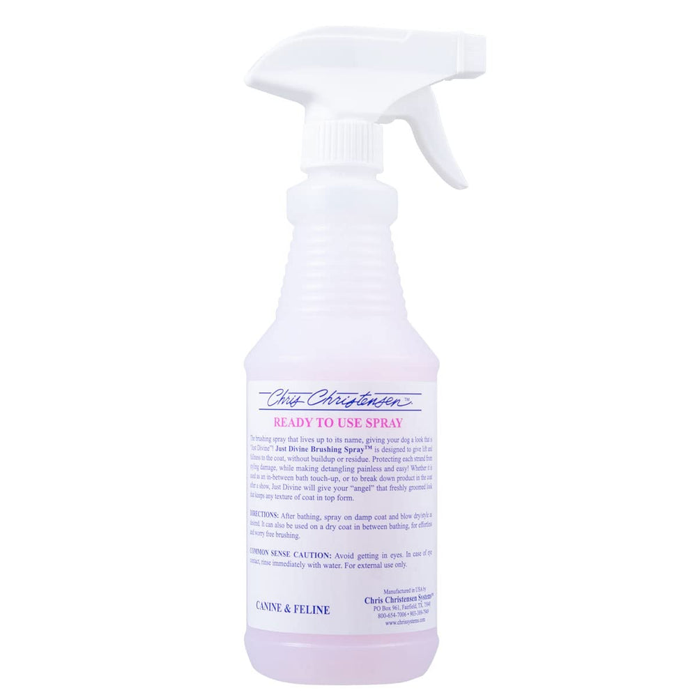Just Divine applied to a dry coat for quick, effortless brushing.