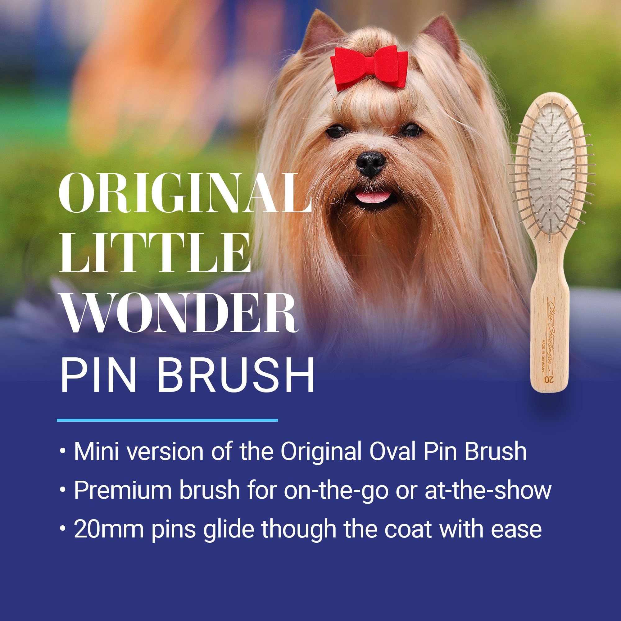 Original Series pin brush by Chris Christensen with stainless pins for even brushing