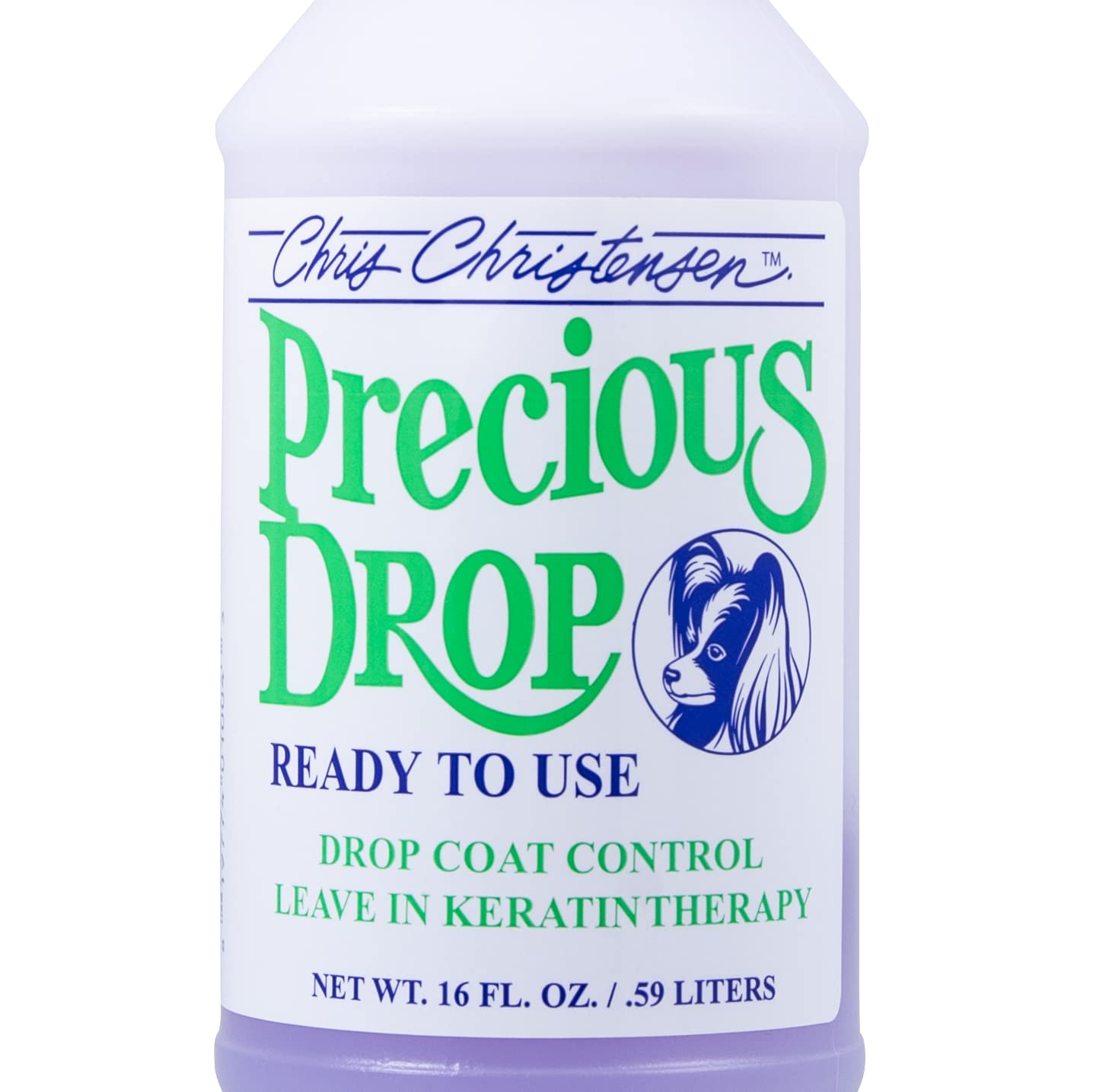 Dog coat after use appears silky and flowing with reduced frizz.