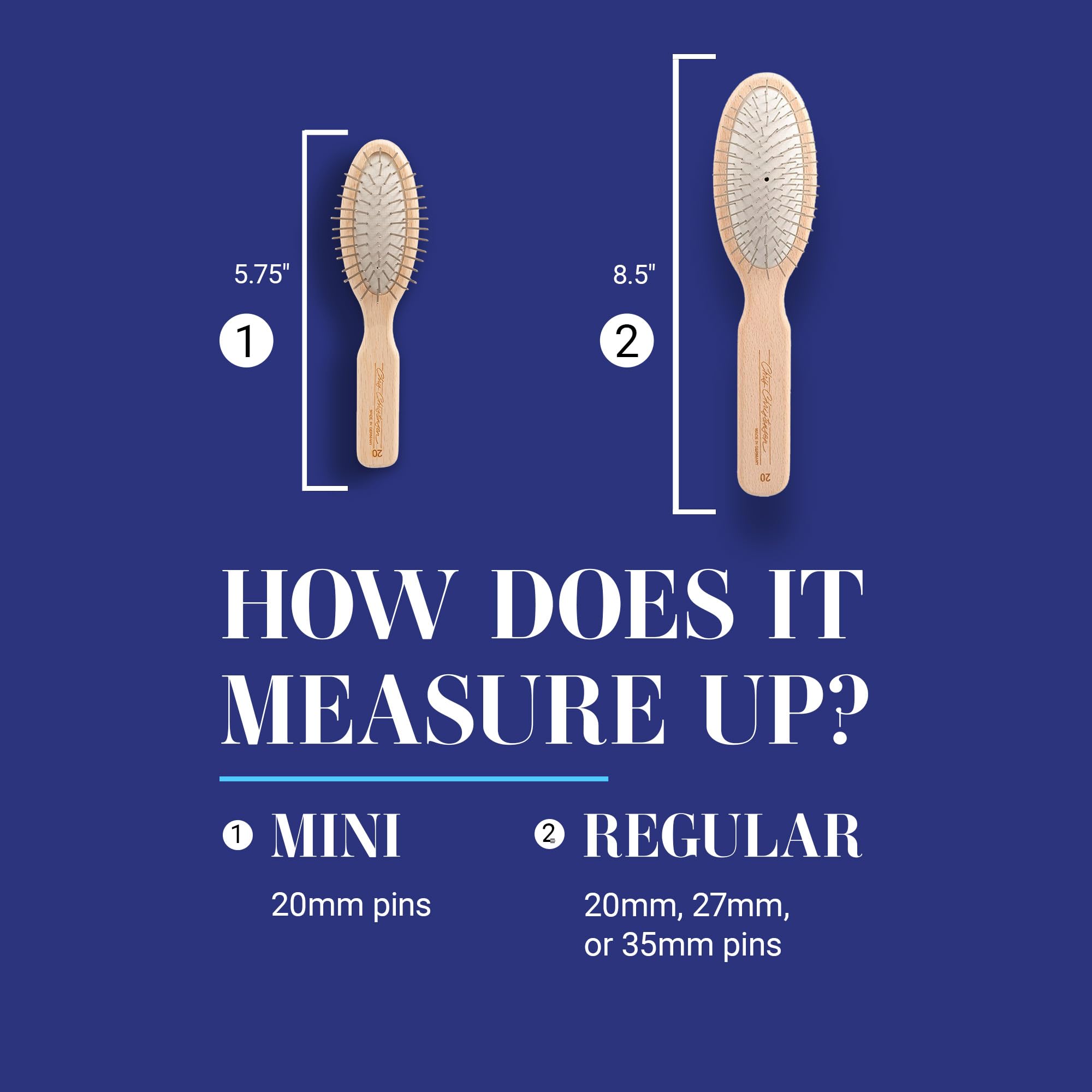 Round polished pins prevent snagging for a gentle grooming experience