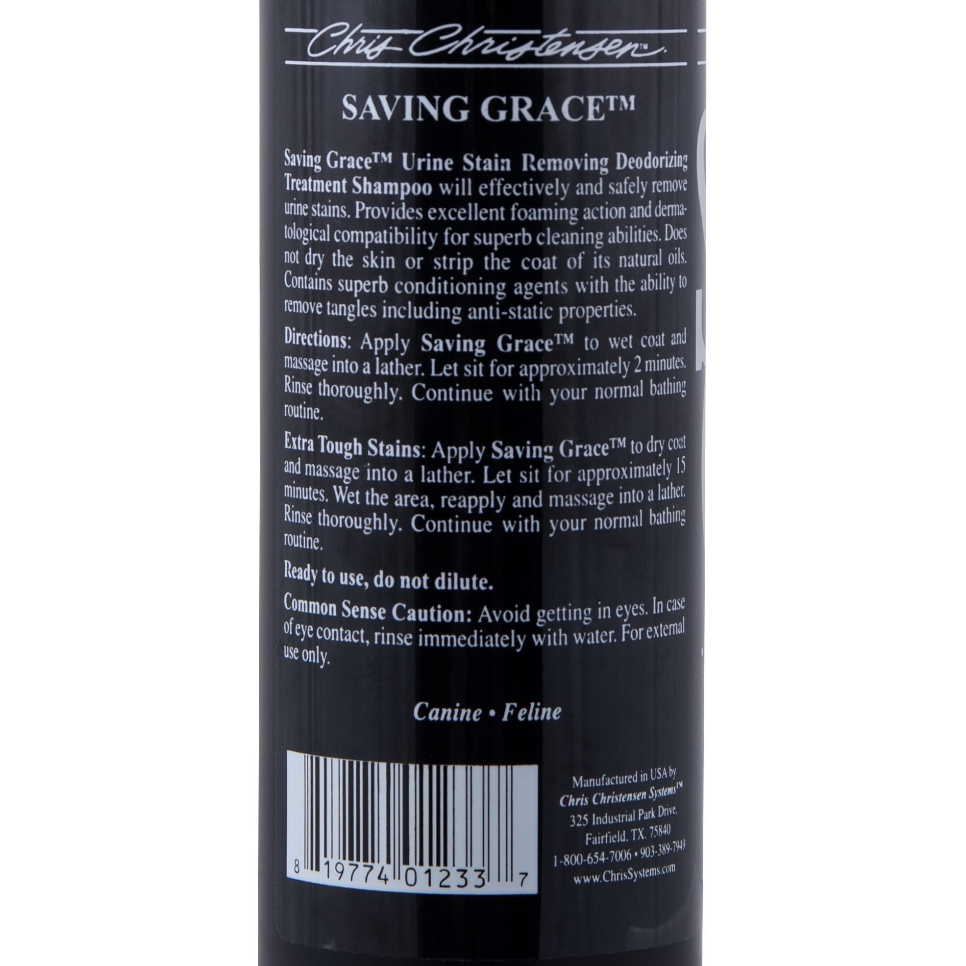 Chris Christensen Saving Grace urine-stain remover helps lift spots gently.