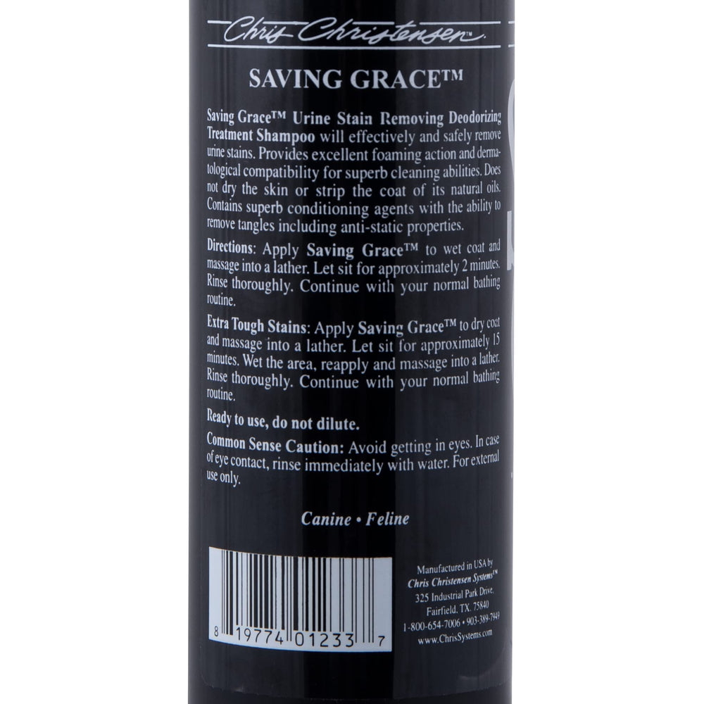 Chris Christensen Saving Grace urine-stain remover helps lift spots gently.