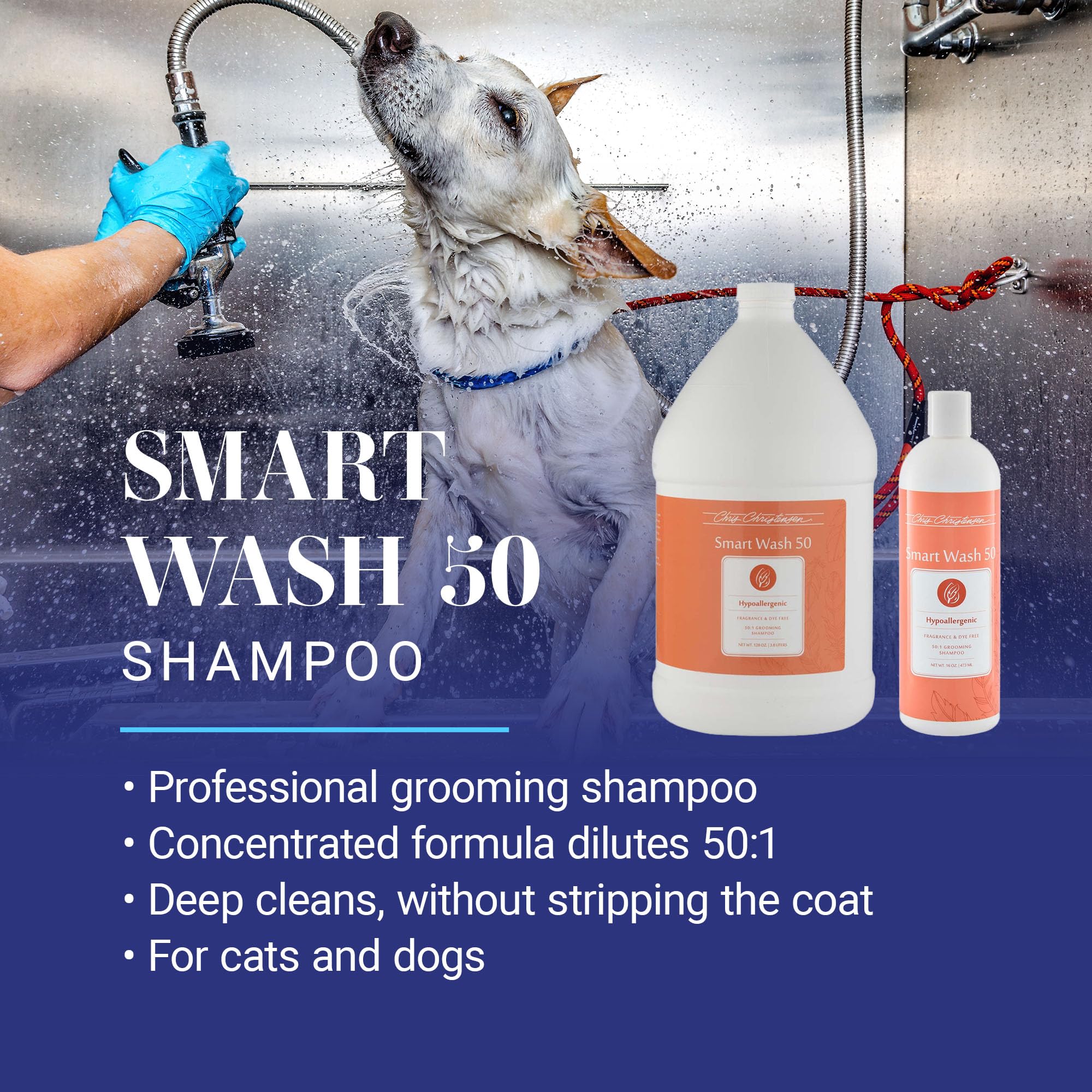 SmartWash50 bottle cap close-up, highlighting easy 50:1 dilution for efficient salon baths.