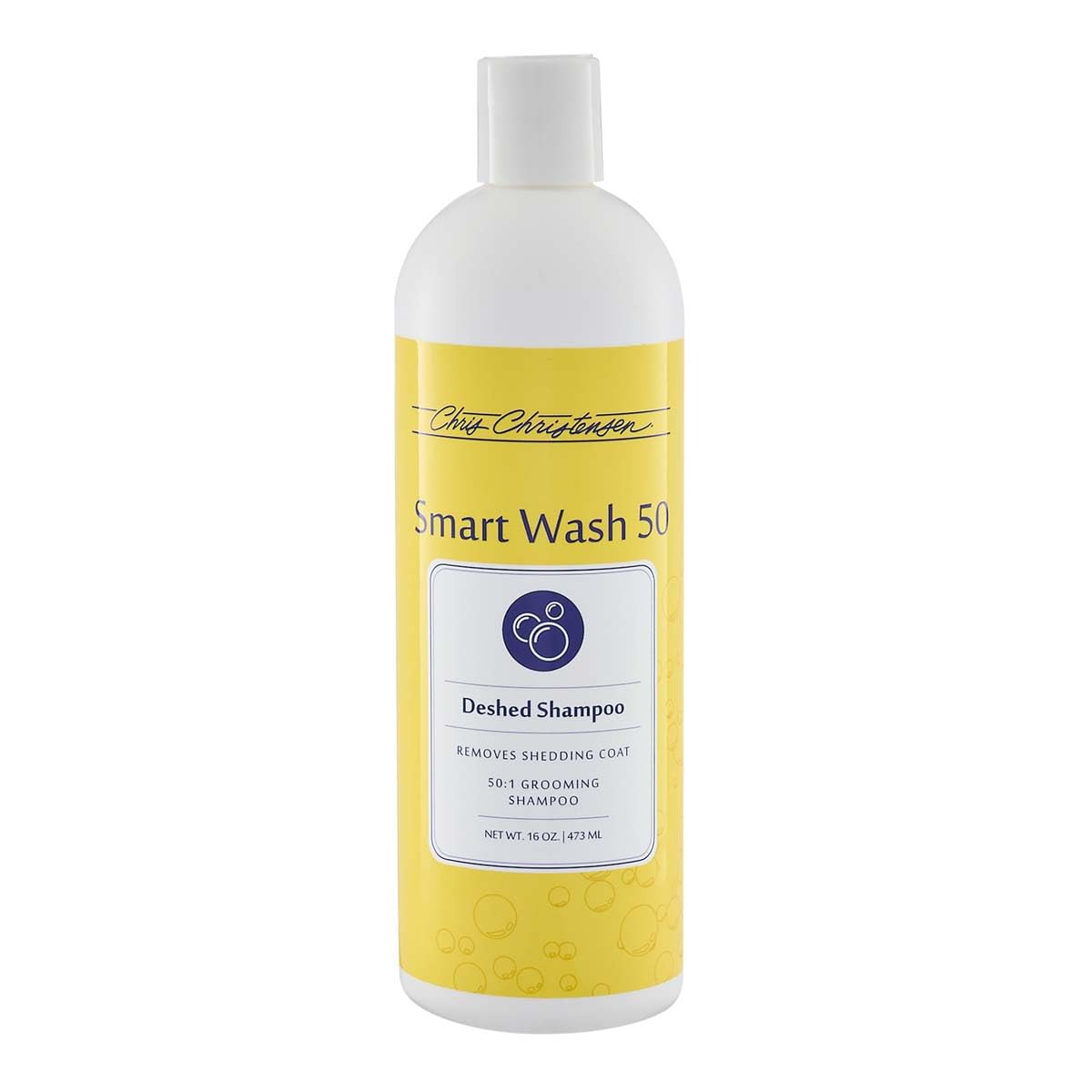 Chris Christensen SmartWash50 deshed bottle shows ultra-concentrated formula for at-home grooming