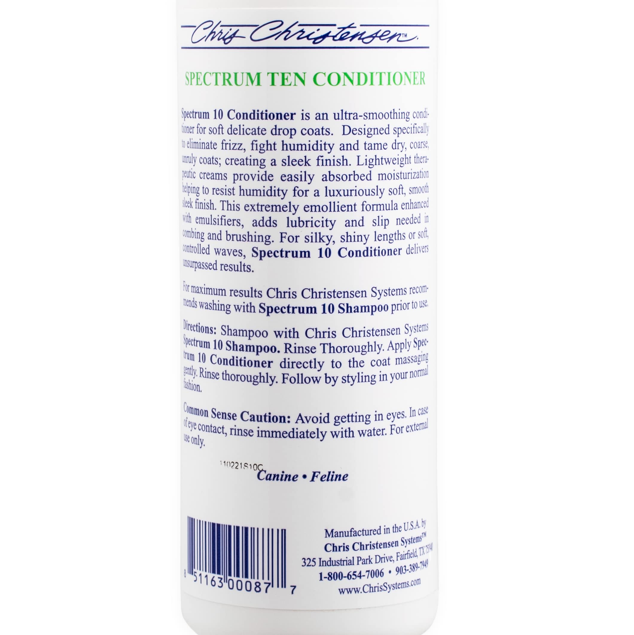 USA-made label and packaging for Spectrum Ten conditioner