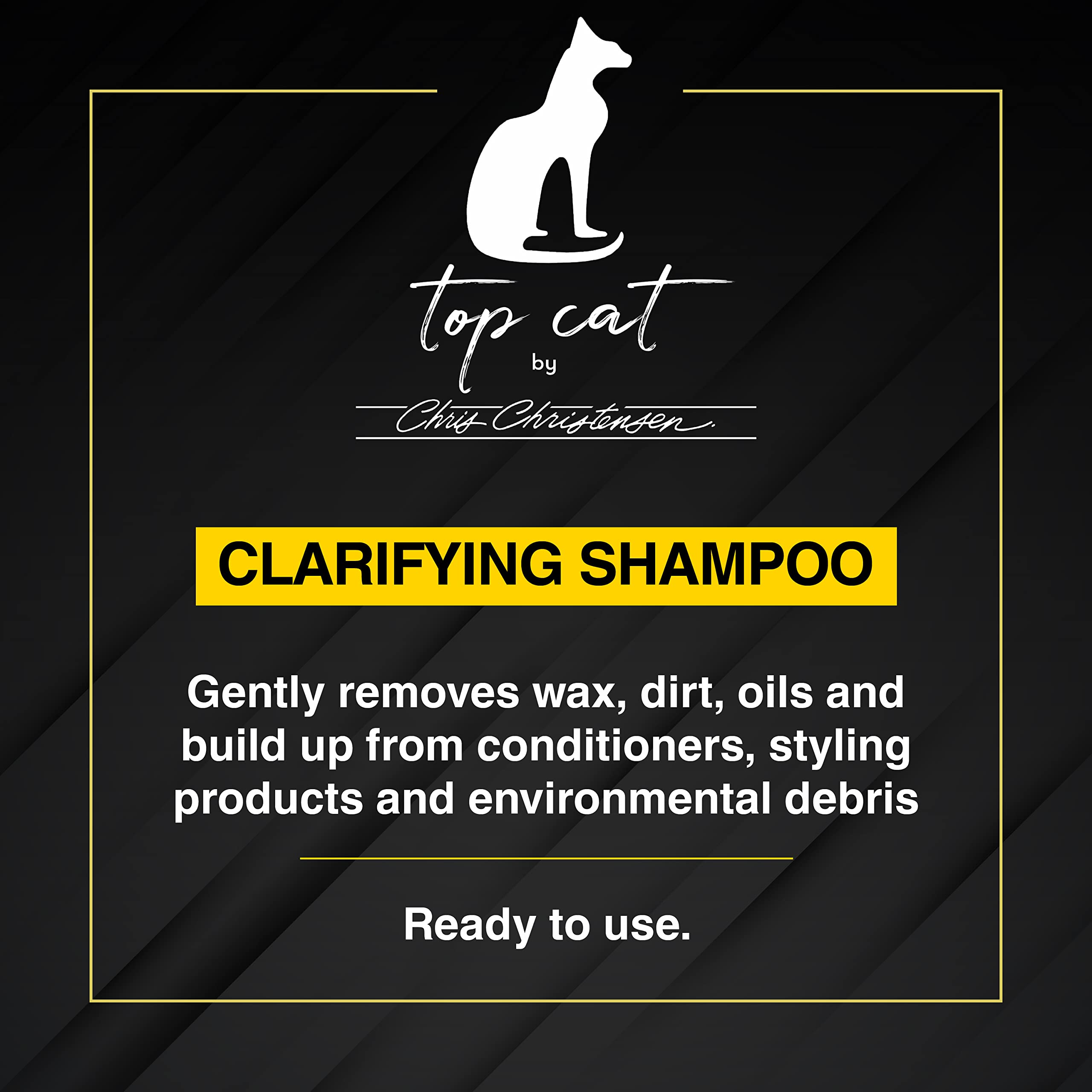 Chris Christensen Top Cat Clarifying Shampoo used in cat-care scene for professional results