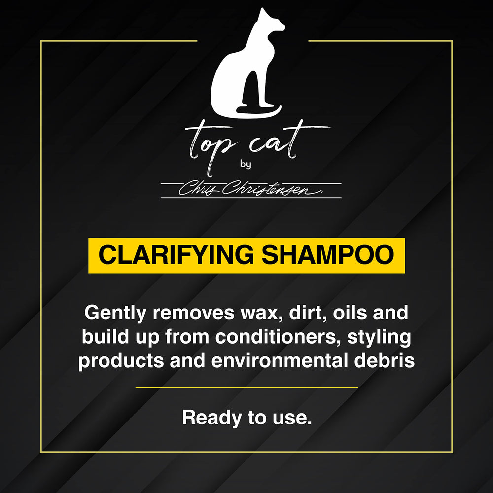 Chris Christensen Top Cat Clarifying Shampoo used in cat-care scene for professional results