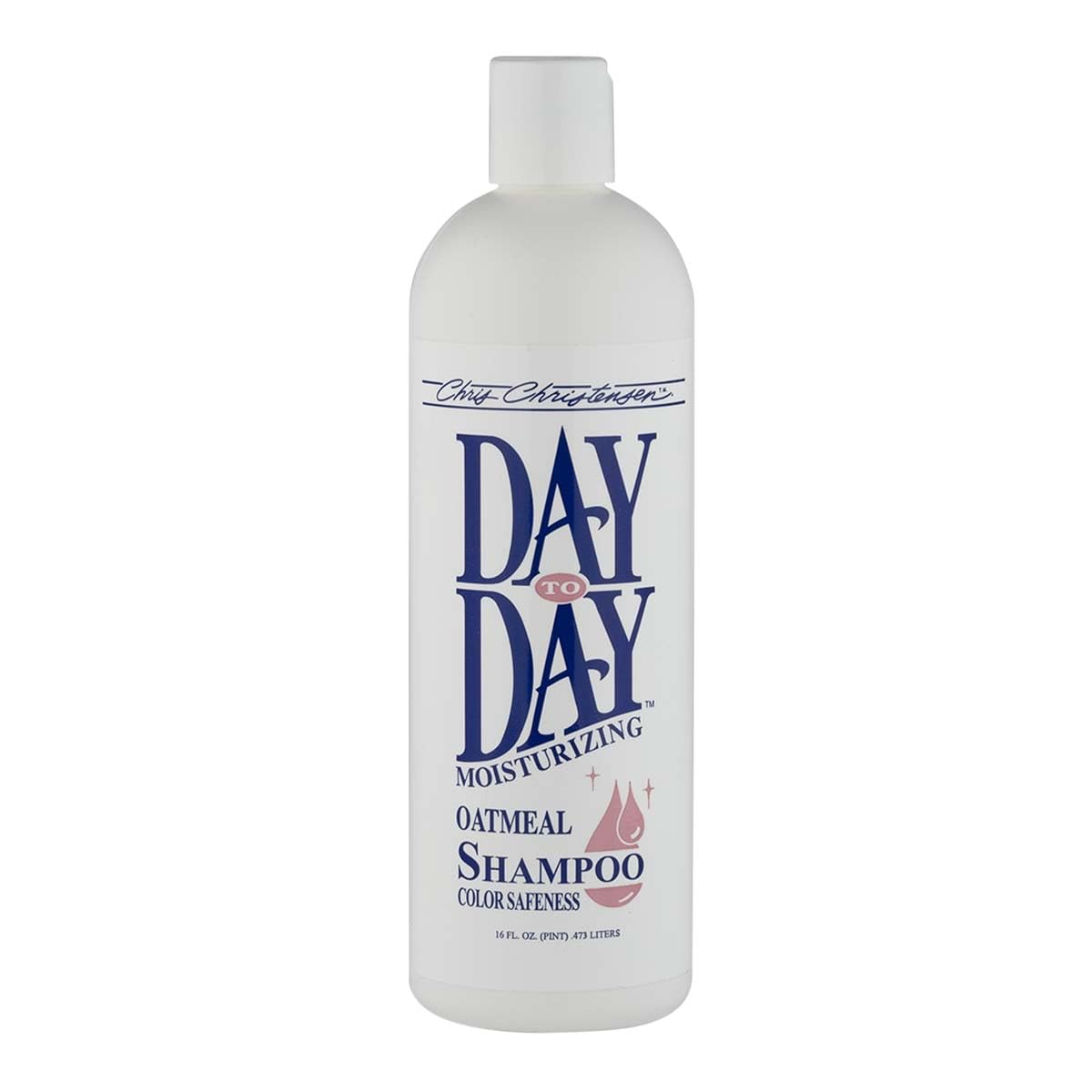 Chris Christensen Day to Day shampoo bottle pour demonstrates ultra-concentrated dilution for efficient grooming