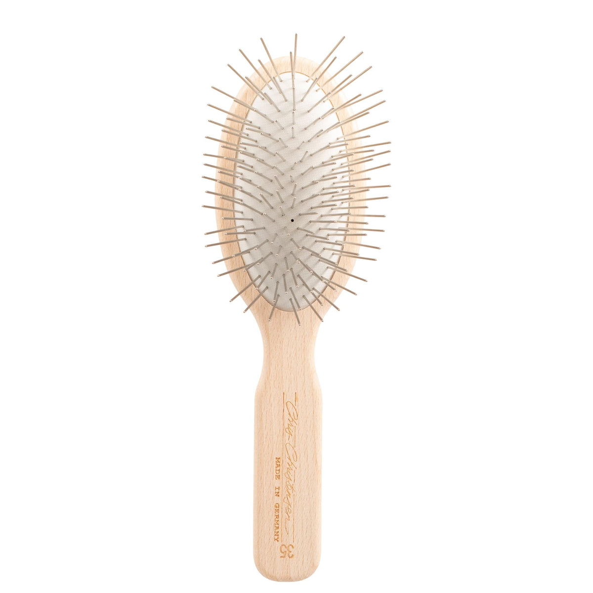 Chris Christensen 35 mm Oval Pin Brush body showcases premium beechwood and steel pins for gentle grooming.