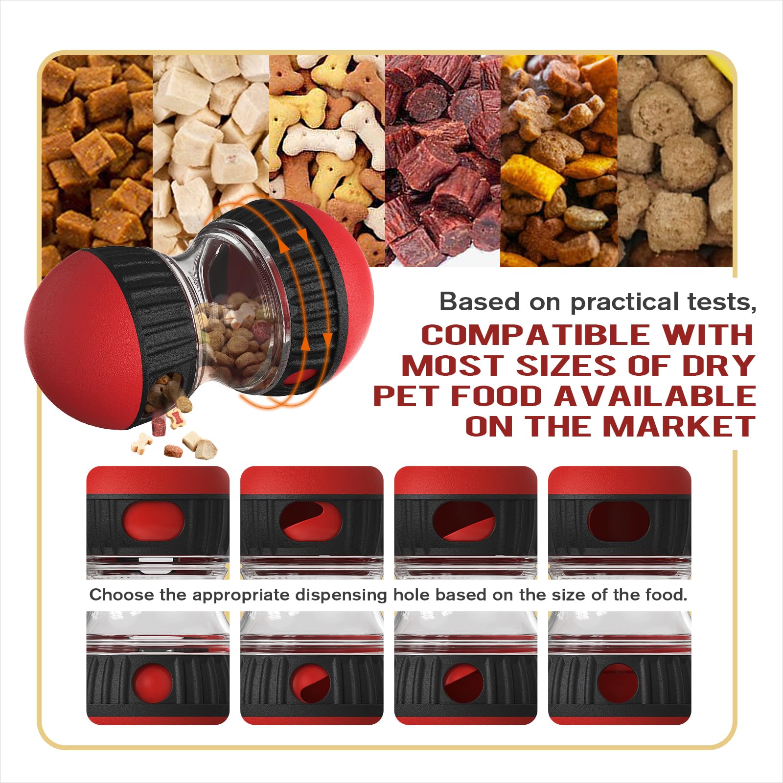 Chronanagese interactive dog puzzle toy roll-action close-up with treats dispensing