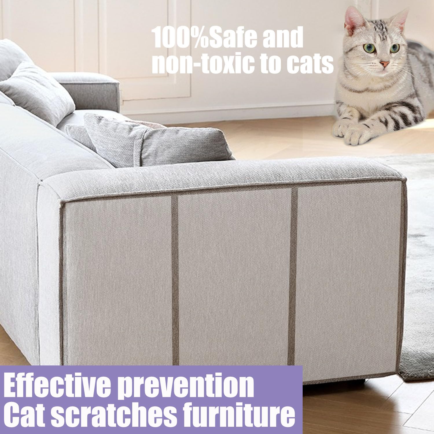 CHUANGSEED clear furniture protector tape applied to couch blends with decor