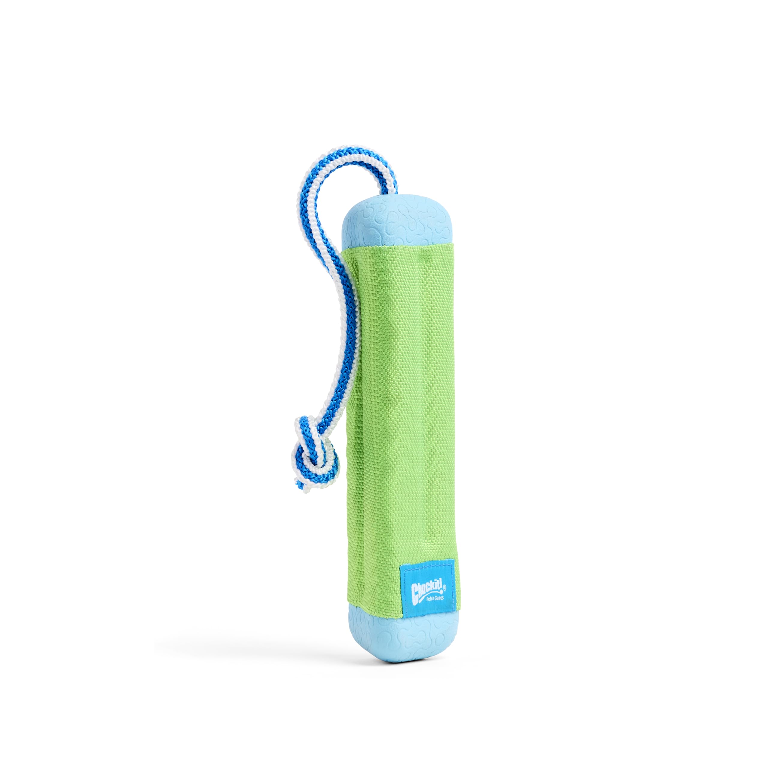 Chuckit Amphibious Bumper floating in water for easy pool and beach fetch.