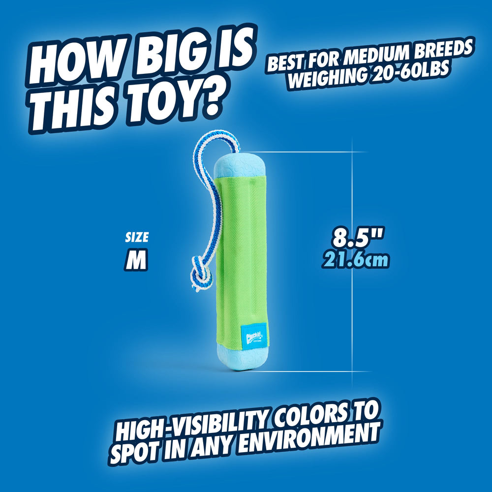 Chuckit Amphibious Bumper nylon and foam exterior gentle on dogs mouths.