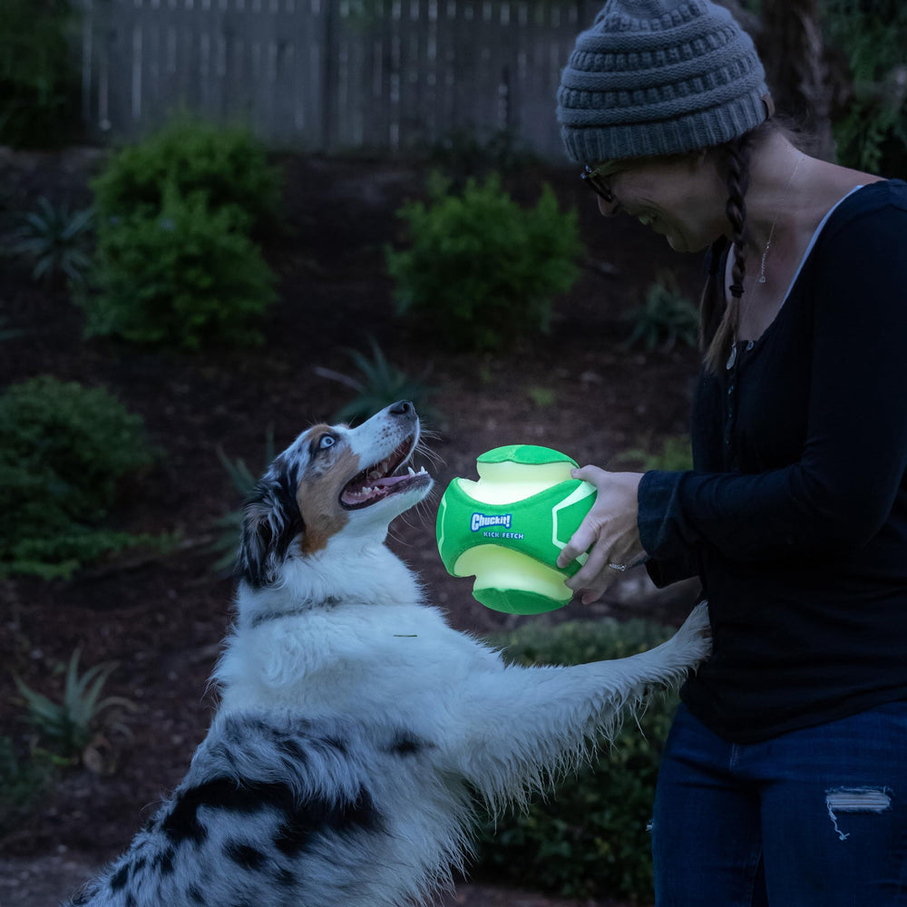 Chuckit! Max Glow Ball durable canvas-rubber-foam construction for tough play