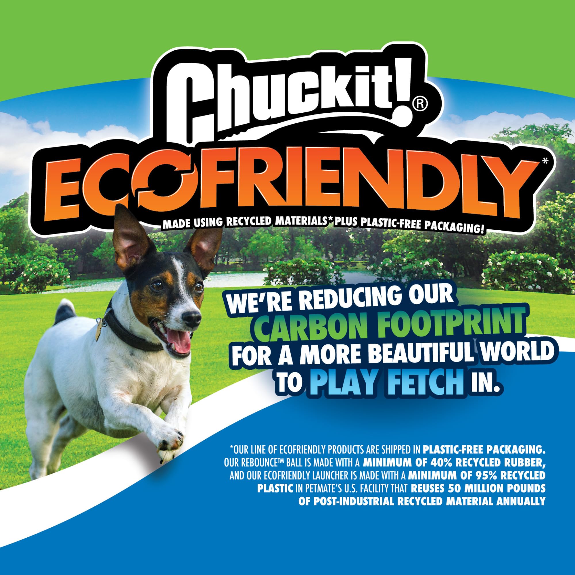 Chuckit EcoFetch ball highlights eco-conscious material.