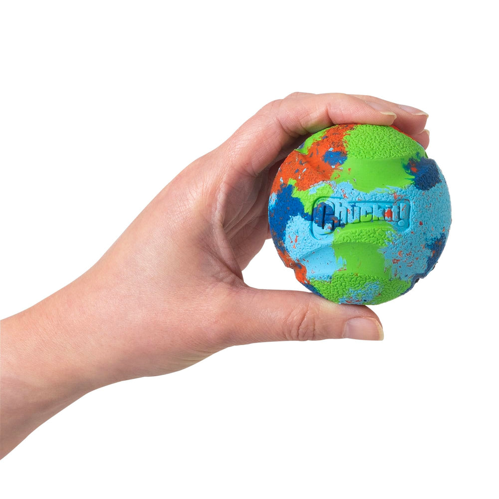 Chuckit EcoFetch ball medium size 2.5 inches for 20-60 lb dogs.