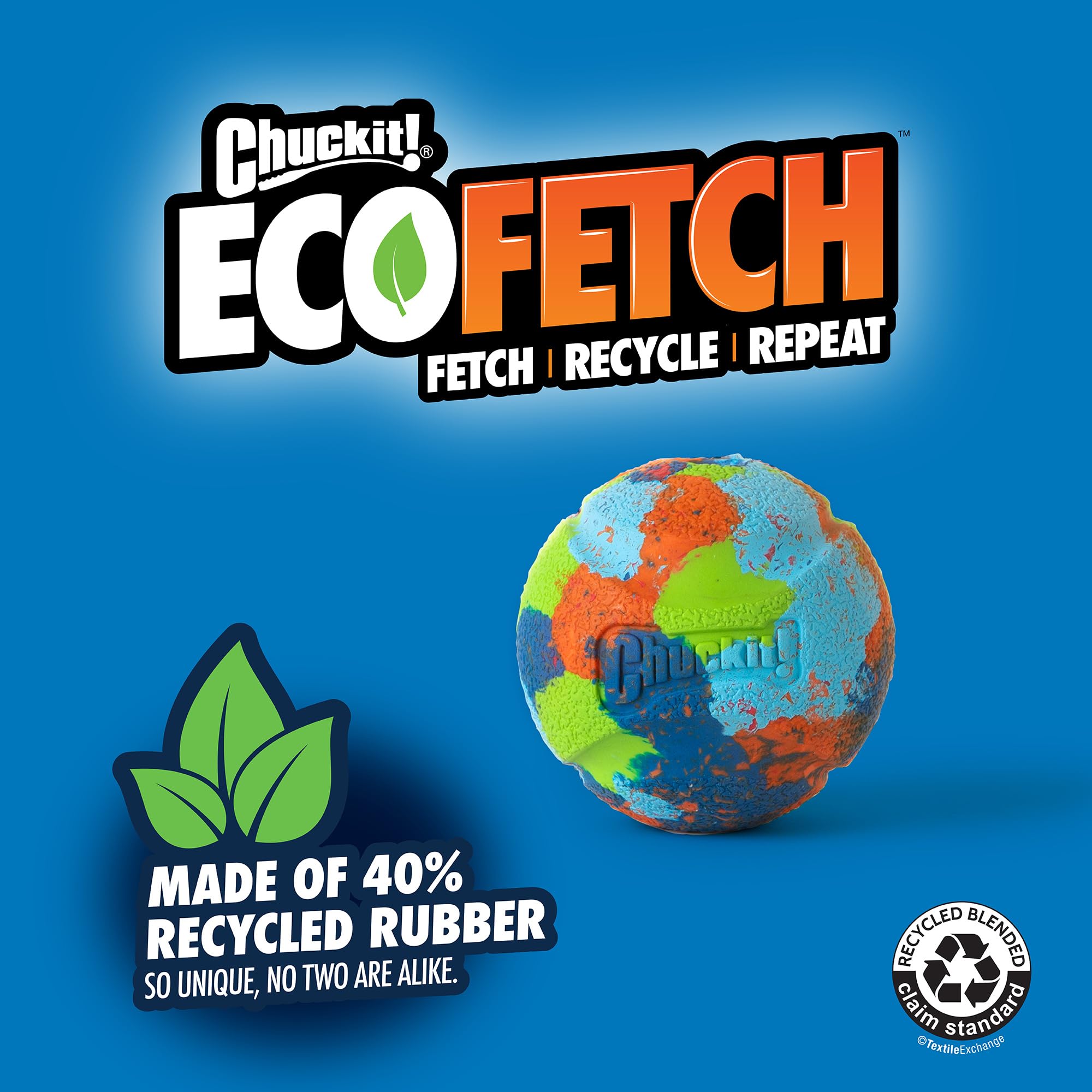 Chuckit EcoFetch ball thick rubber core built for durability.