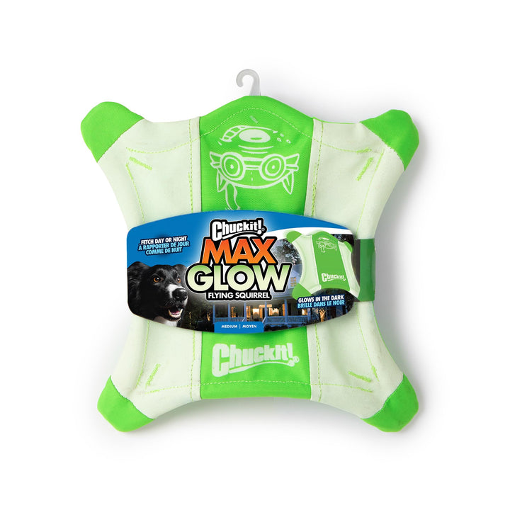 Chuckit! Flying Glow Squirrel toy for all-breed fetch with glow-ready flight